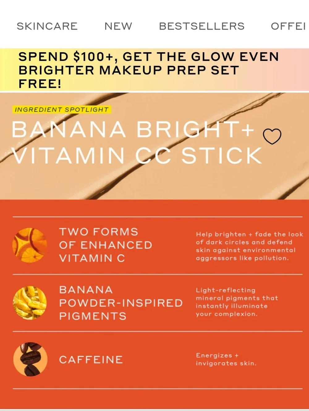 Ole Henriksen Banana Bright Vitamin CC Stick brightens color corrects NEW GUAVA